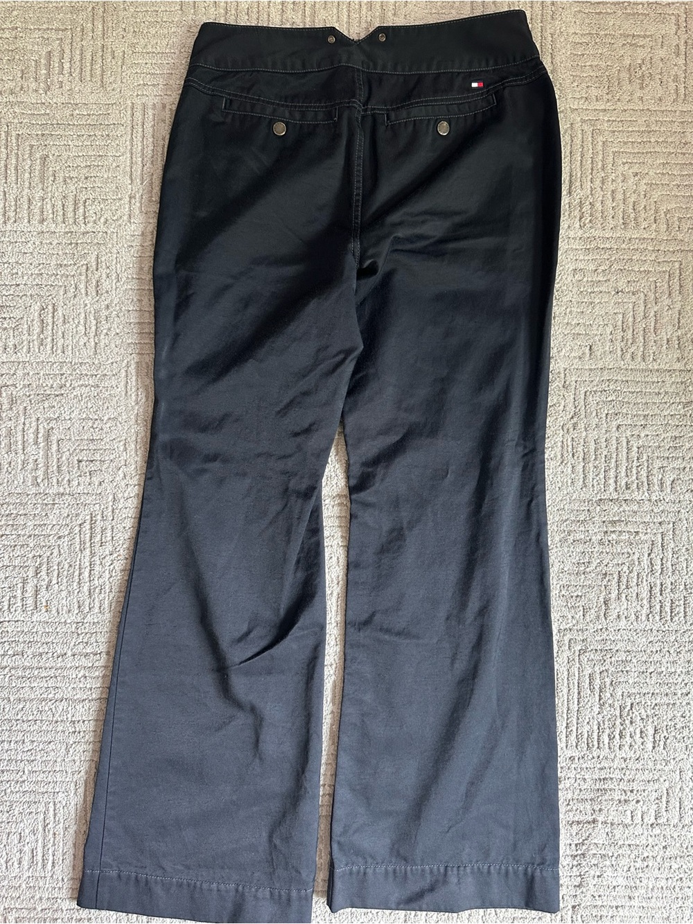 Vintage Y2K Tommy Hilfiger Black Flare Wide-Leg Low Rise Jeans - Picture 9 of 15